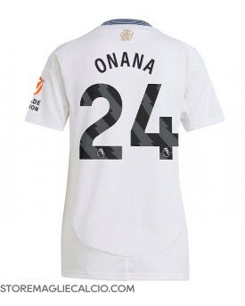 Aston Villa Amadou Onana #24 Maglia Gara Trasferta Repliche 2024-25 Donna Maniche Corte